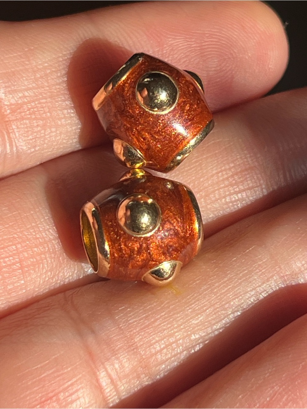 14 k Gold Enamel Charm Beads